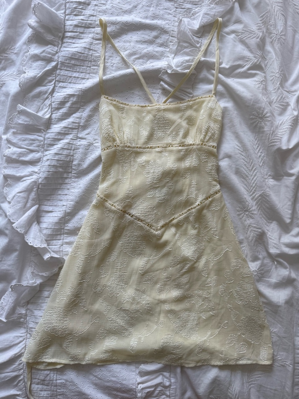 Princess Polly Pale Yellow Lace-Trim Slip Dress
